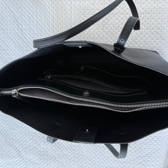 SIMONS SHOPPING WORK SHOULDER TOTE BAG BLACK VEGAN LEATHER - Picture 4 of 5